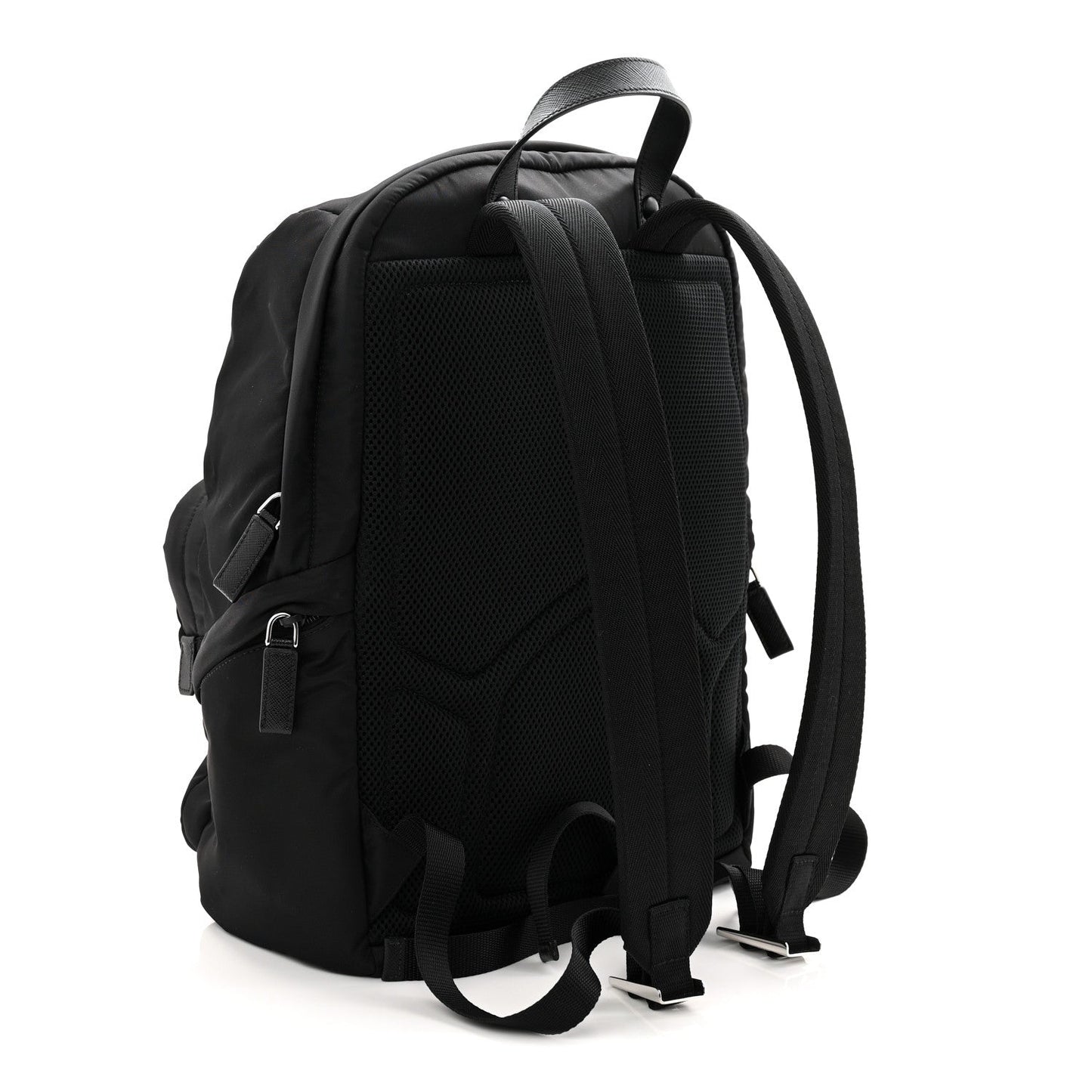 Re-Nylon Saffiano Zip Backpack Black