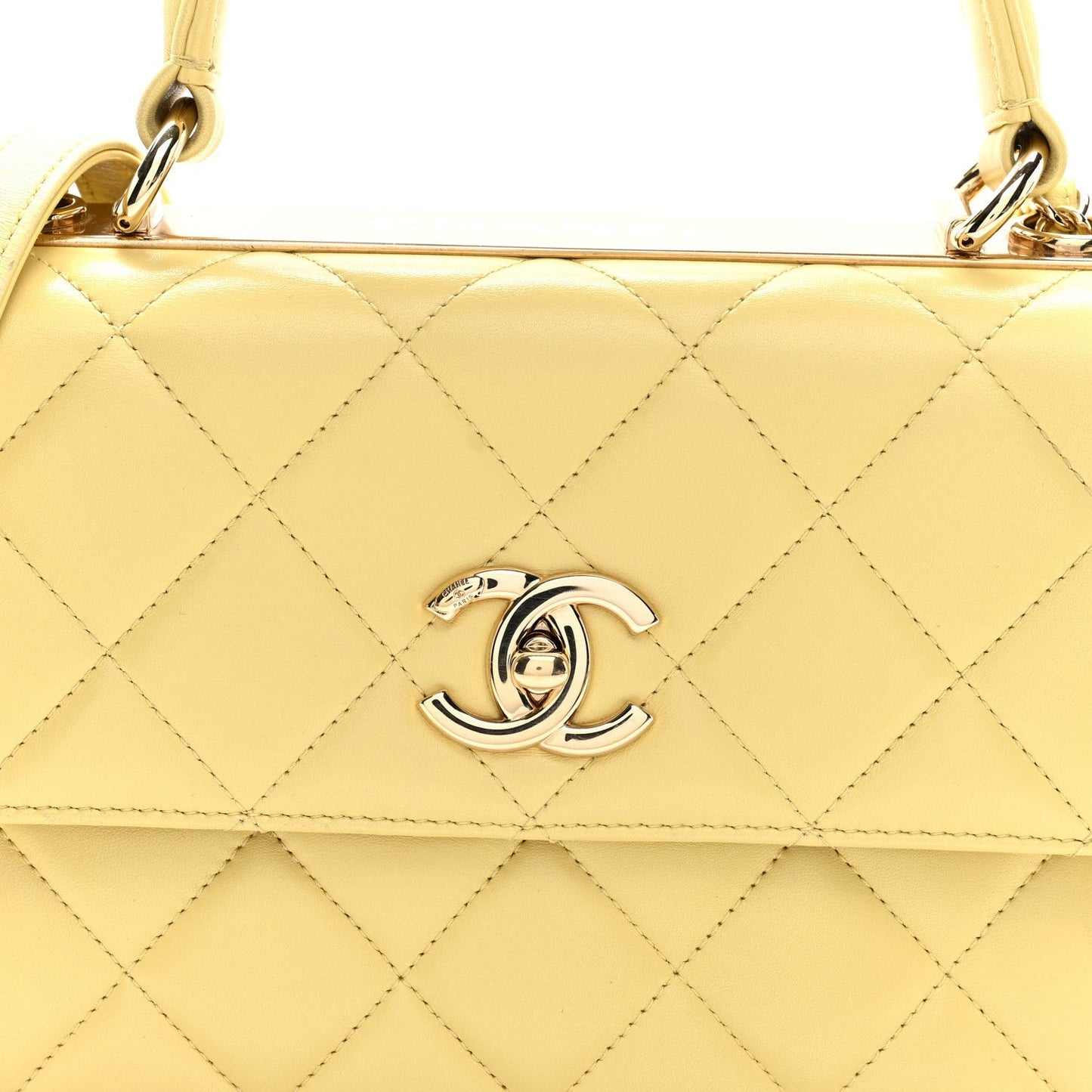 Lambskin Quilted Small Trendy CC Flap Dual Handle Bag Yellow