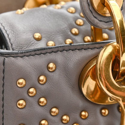 Calfskin Cannage Studded Medium Supple Lady Dior Grey