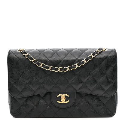 Caviar Quilted Jumbo Double Flap Black