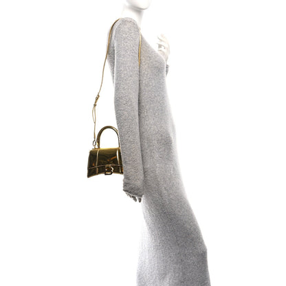 Mirror Calfskin Hourglass Top Handle Bag XS Gold
