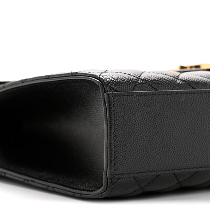 Grain De Poudre Textured Mixed Matelasse Large Triquilt Monogram Satchel Black