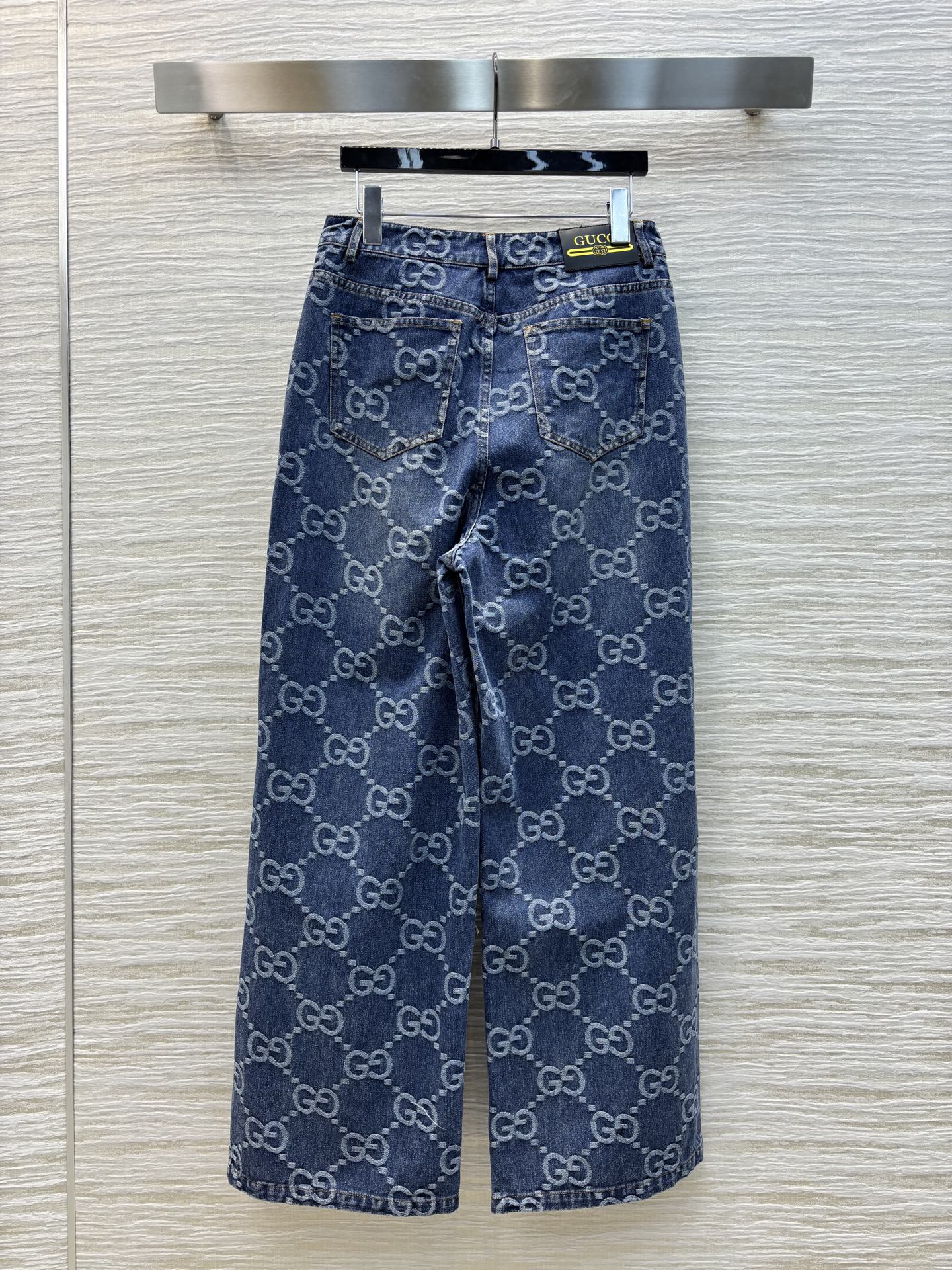 Gucci 2025 Logo Jacquard Straight Jeans Blue Cotton