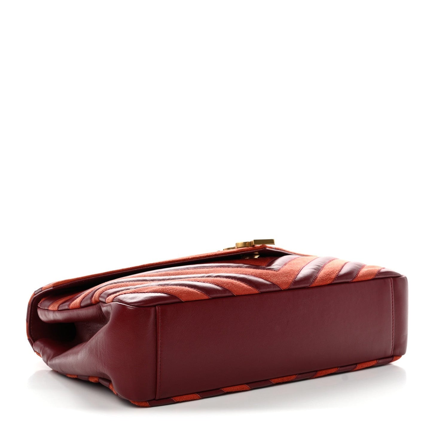 Calfskin Suede Matelasse Chevron Large Monogram College Bag Burgundy