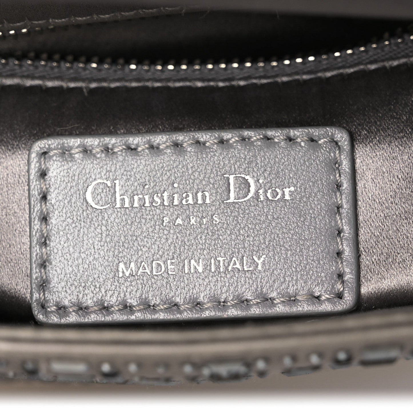 Satin Crystal Cannage Mini Lady Dior Gray