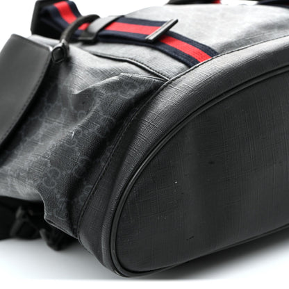 Soft GG Supreme Monogram Calfskin Web Double Buckle Backpack Black