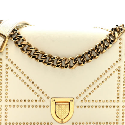 Lambskin Studded Small Diorama Flap Bag Latte