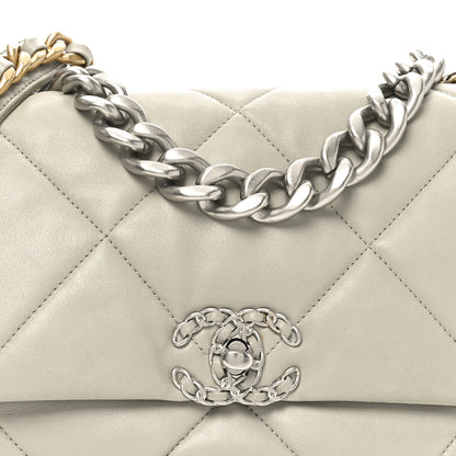 Lambskin Quilted Large Chanel 19 Flap Grey
