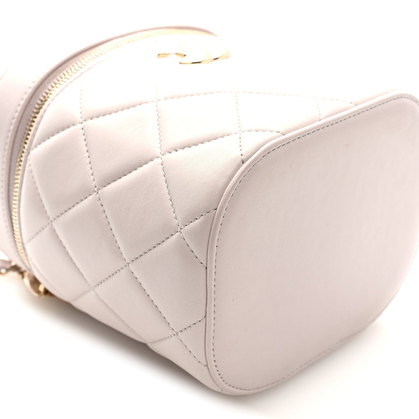 Lambskin Quilted Trendy Vanity Case Lilac