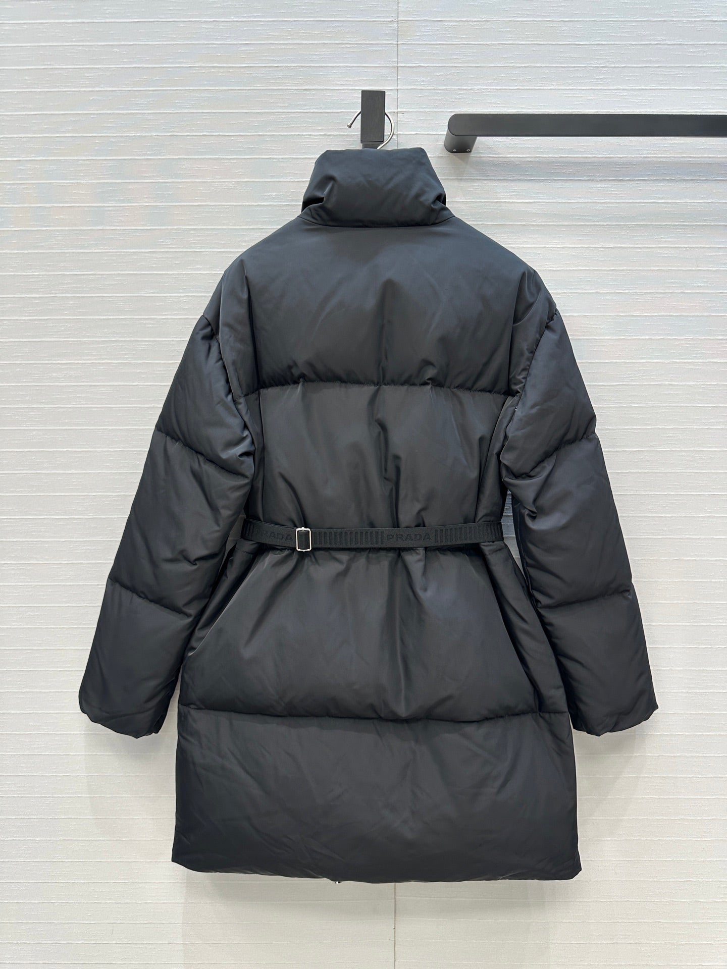 Prada 25 Long Down Jacket Black Polyester 301191