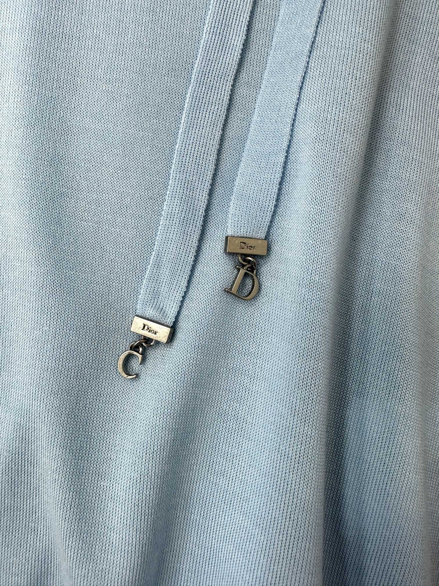 CD Short-Sleeved Fitted Sweater Sky Blue Silk Knit 349493