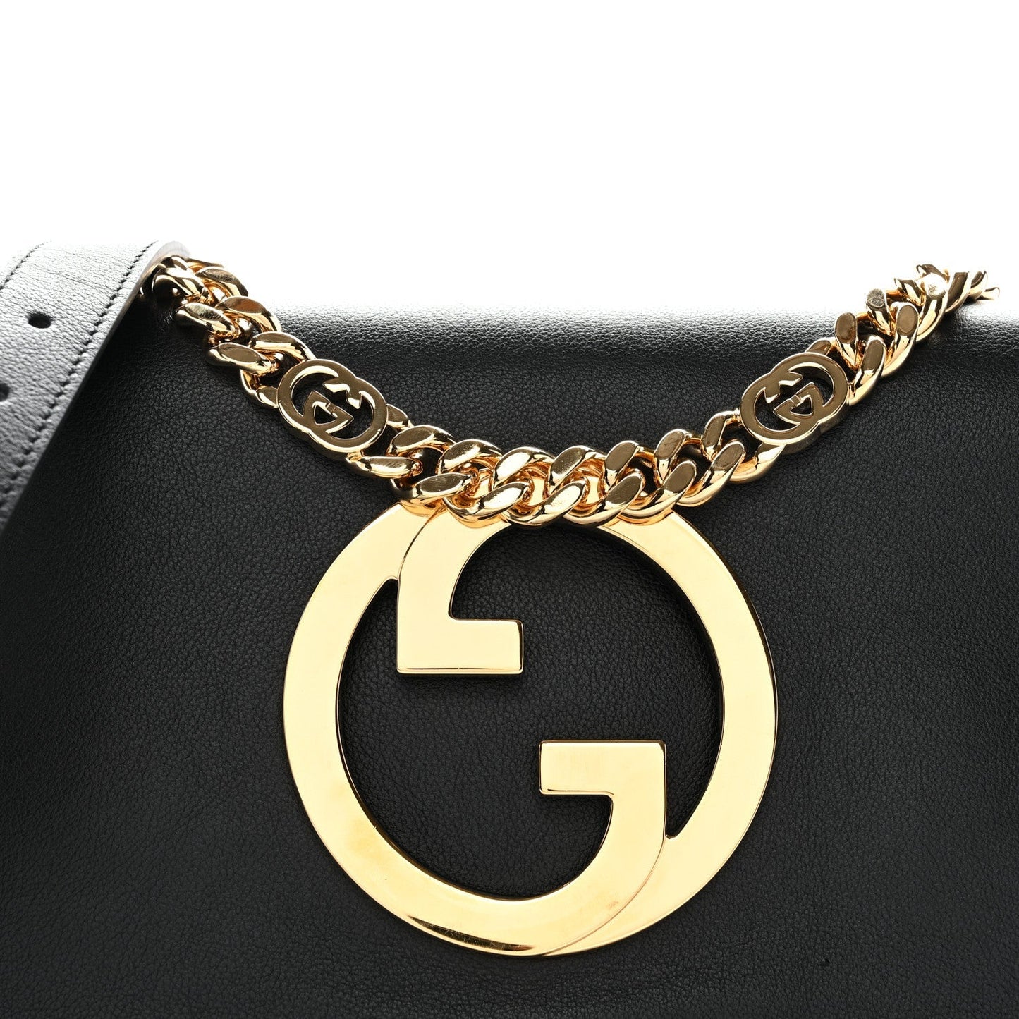 Roxy Calfskin Blondie Chain Shoulder Flap Bag Black
