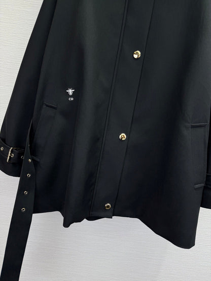 CD 25SS Removable Hooded Windbreaker With Belt Black Cotton 306559