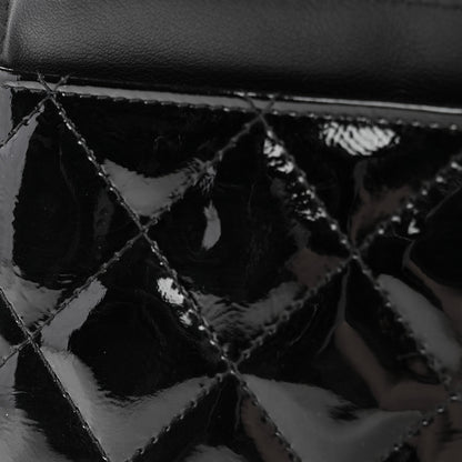 Distressed Patent Calfskin Quilted Reissue Wallet On Chain WOC Black