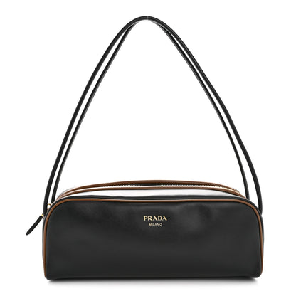 Soft Calfskin Swing Shoulder Bag Black Hazelnut