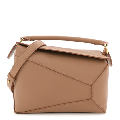 Grained Calfskin Small Puzzle Edge Bag Toffee
