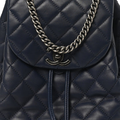 Lambskin Quilted Daily Supple Backpack Blue