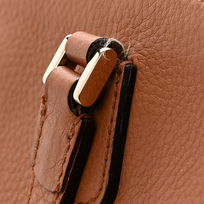 Calfskin Large Label Tote Brown
