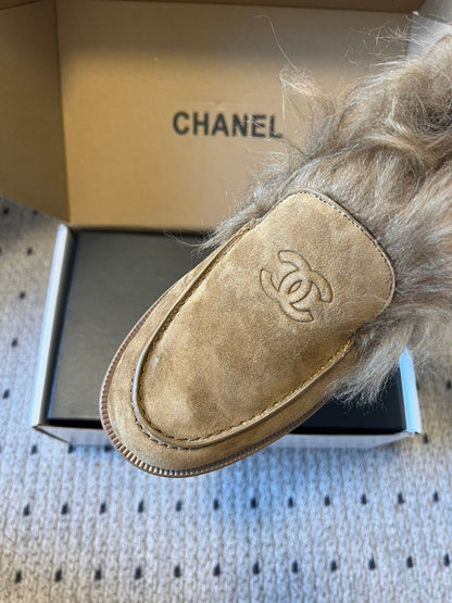 CC 26 Furry Loafer Brown Suede Kidskin and Shearling Lambskin 592925