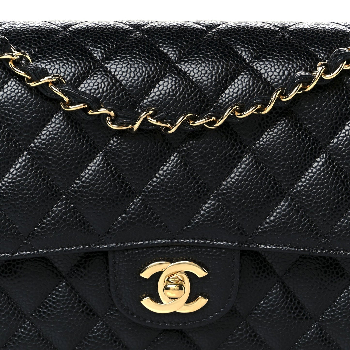 Caviar Quilted Medium Double Flap Black