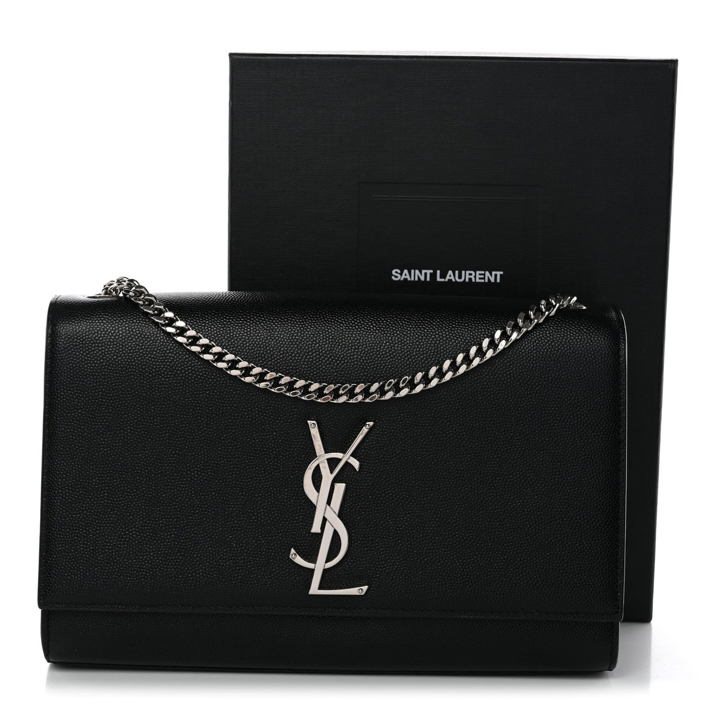 Grain De Poudre Medium Classic Monogram Kate Satchel Black
