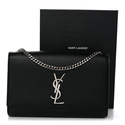 Grain De Poudre Medium Classic Monogram Kate Satchel Black