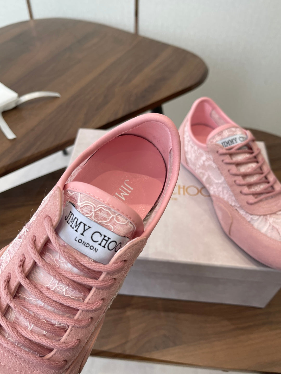 Jimmy Choo Sunny F Sneaker Pink Lace Leather