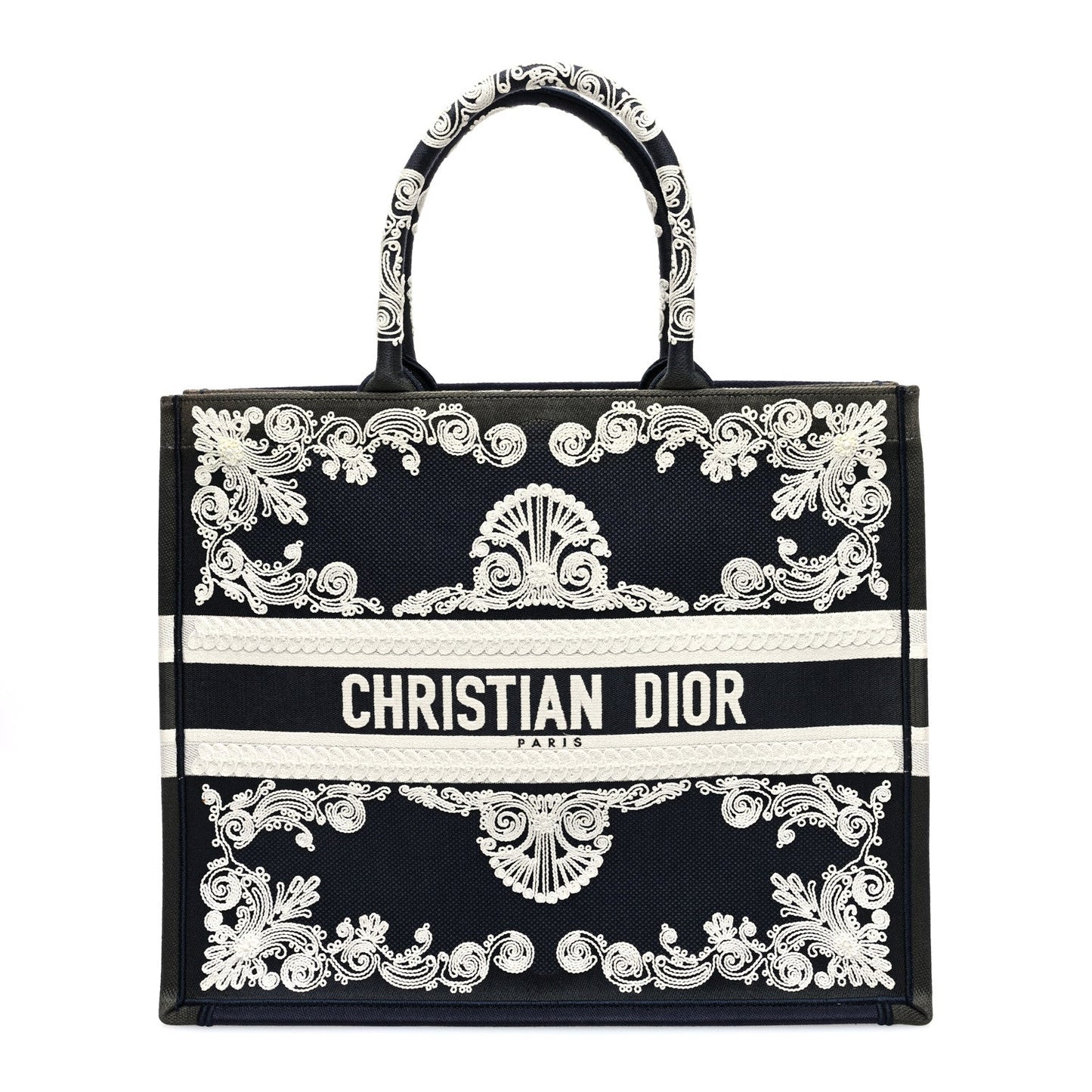 Canvas Embroidered Cornely Book Tote Blue White
