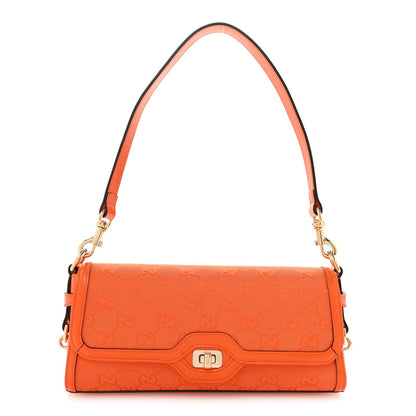 GG Monogram Textured Dollar Calfskin Small Luce Shoulder Bag Orange