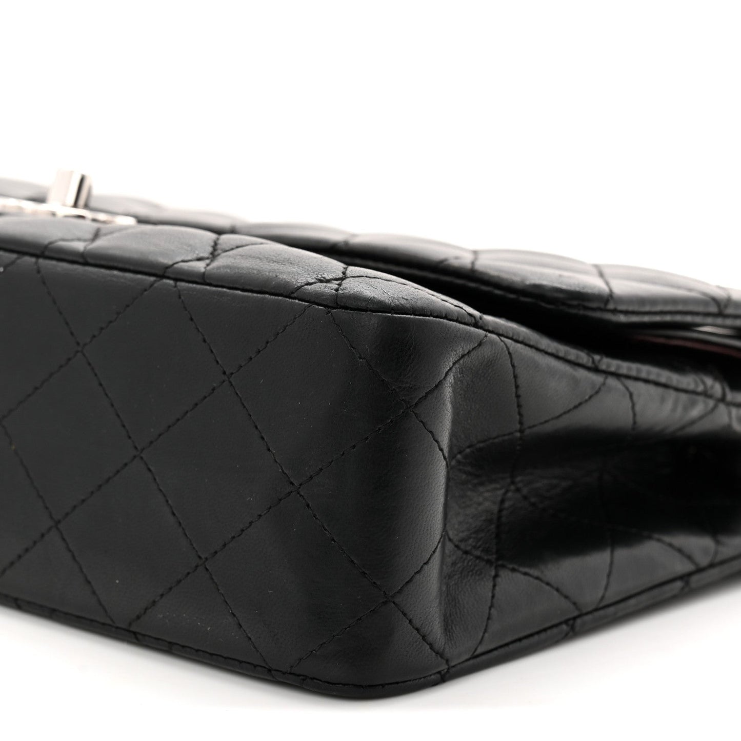 Lambskin Quilted Medium Double Flap Black
