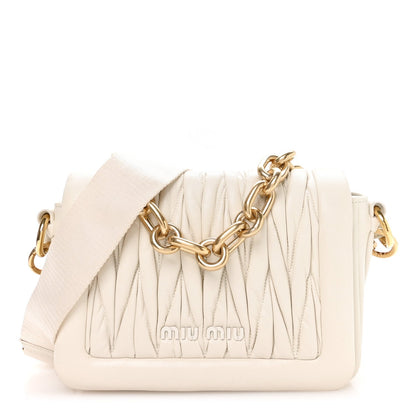 Nappa Matelasse Chain Shoulder Bag White