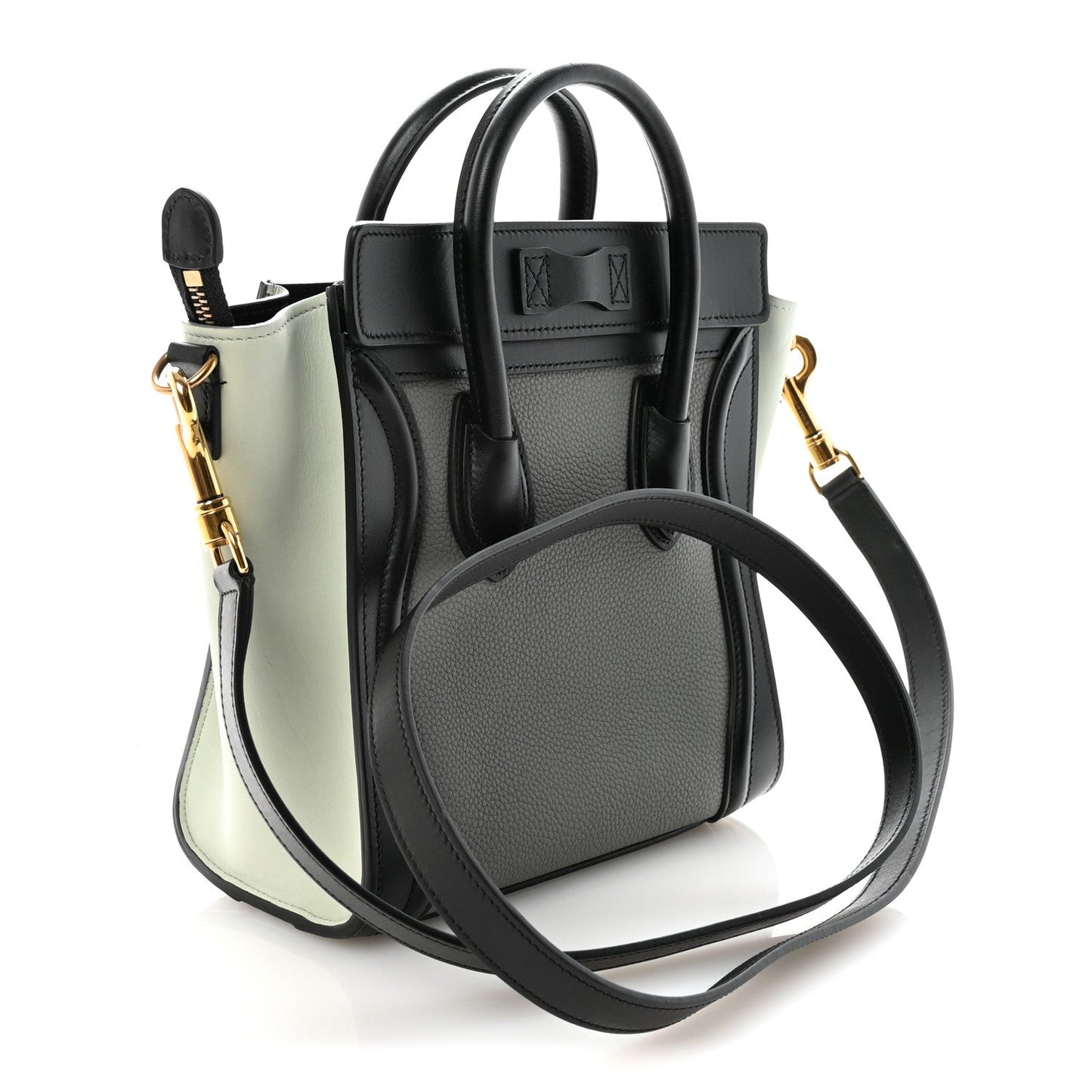 Baby Grained Calfskin Nano Tri-Color Luggage Zinc Almond