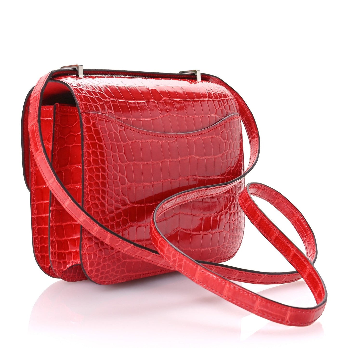 Shiny Alligator Constance 18 Rouge de Coeur