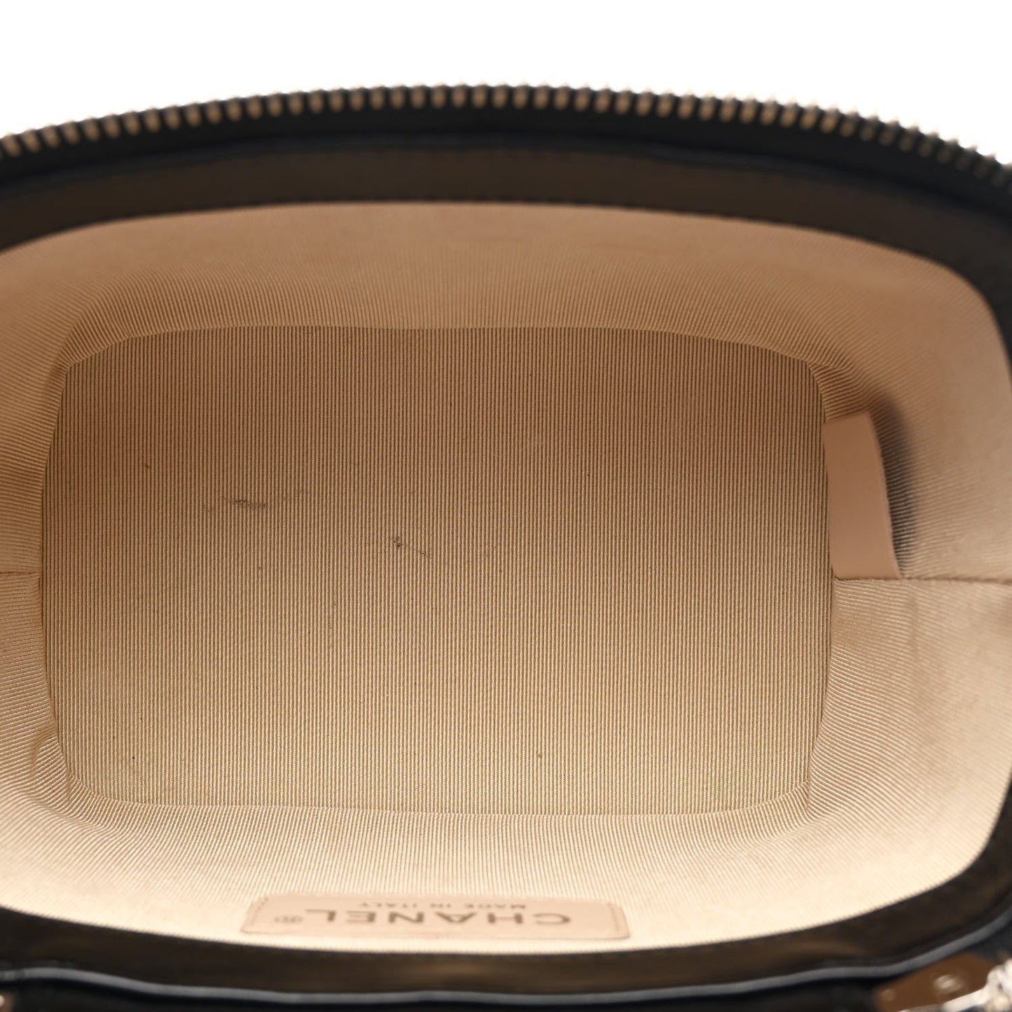 Calfskin Raffia Small Vanity Case Bag Black Beige