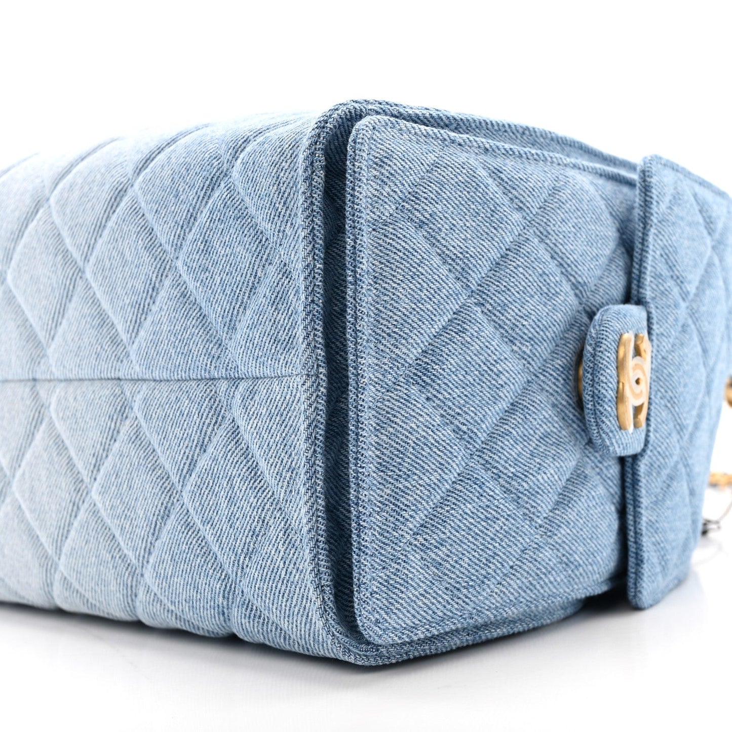 Washed Denim Quilted Small Chanel 25 Handbag Blue