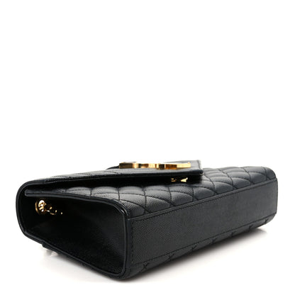 Grain De Poudre Textured Mixed Matelasse Triquilt Small Monogram Satchel Black