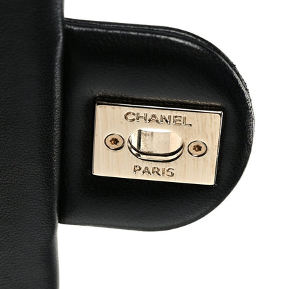 Lambskin Quilted Resin Bi-Color Chain Flap Bag Black