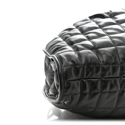 Calfskin Quilted Large Deco Tote Bag Black