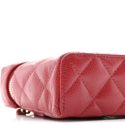 Caviar Quilted Top Handle Slim Vanity With Chain Red