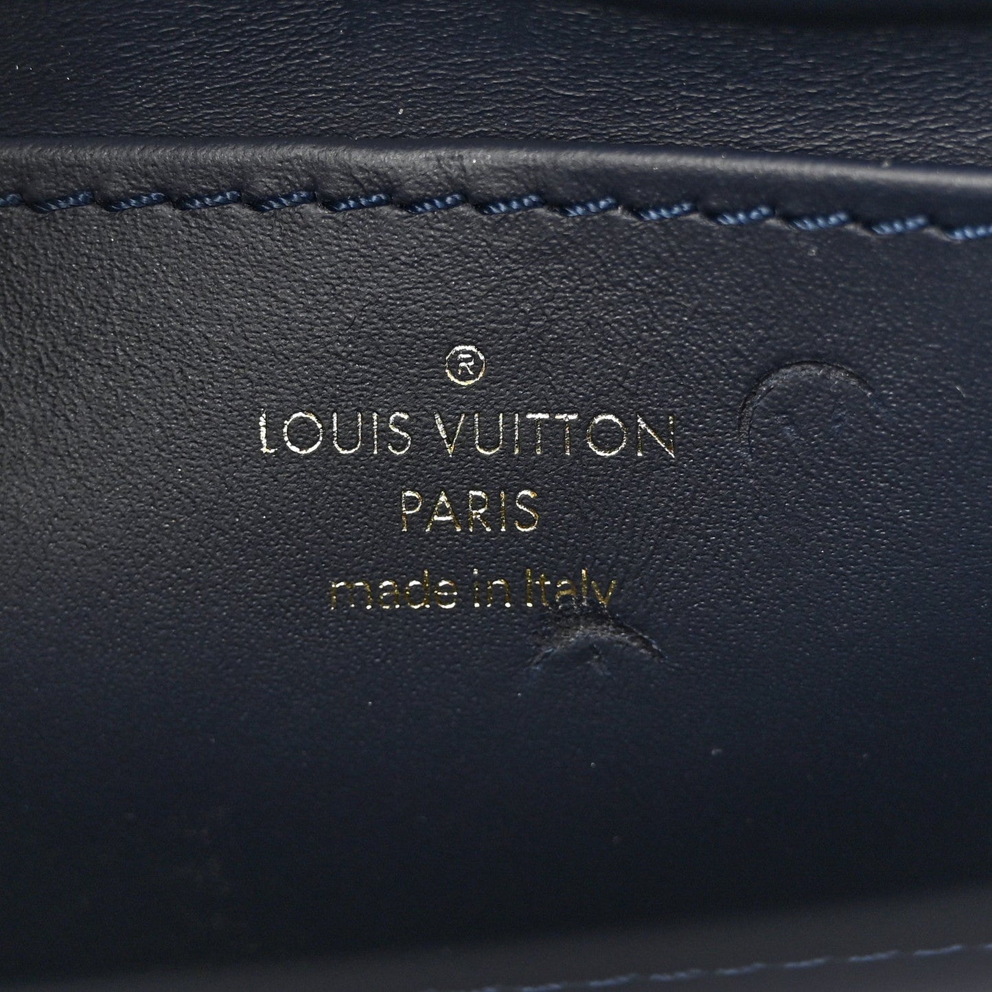 Lambskin Malletage Top Handle GO-14 MM Bleu Marine