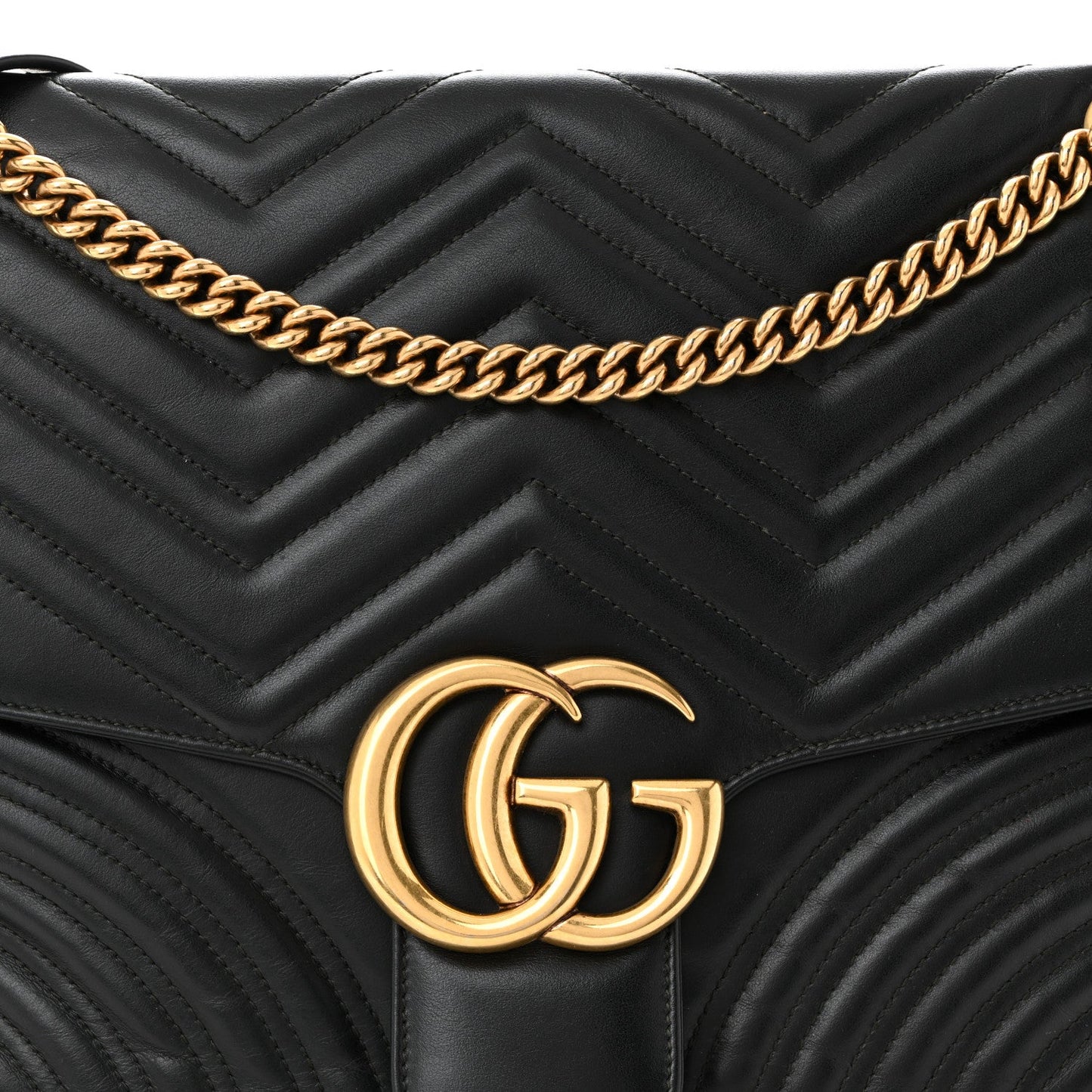 Calfskin Matelasse Large GG Marmont Shoulder Bag Black
