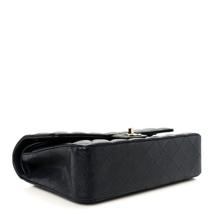 Caviar Quilted Medium Double Flap Navy