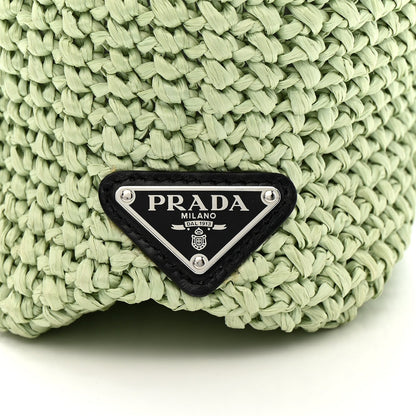 Yarn Raffia Effect Crochet Small Logo Tote Acqua