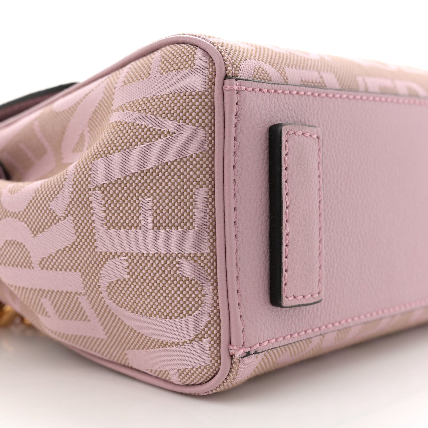 Calfskin Canvas Allover La Medusa Small Top Handle Handbag Pink