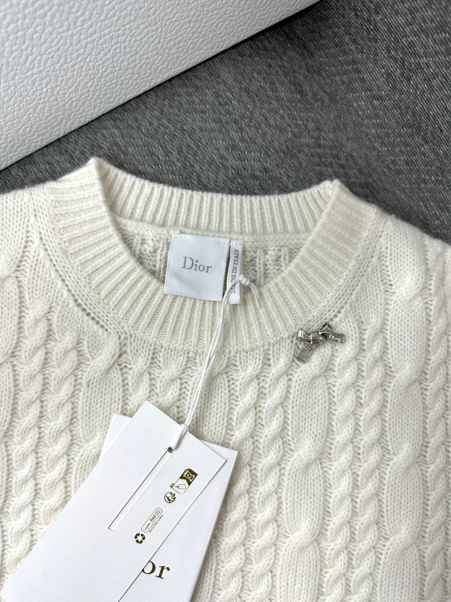 CD Sweater Beige Cashmere Twisted Knit 345309