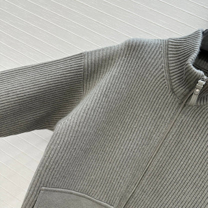 HM 25S Zipped Jacket H Leather Pockets in Gray Cashmere 305009