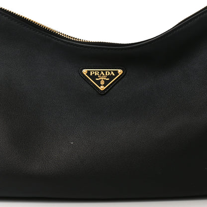 Soft Calfskin Large Aimée Shoulder Bag Black
