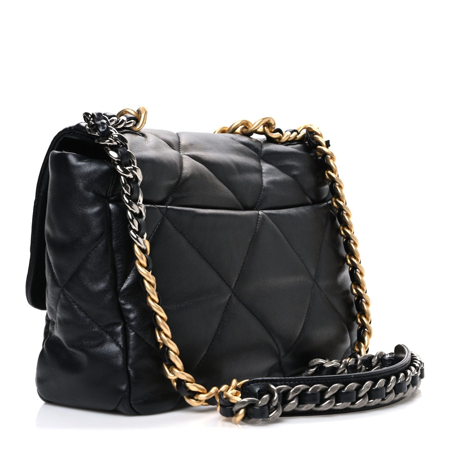 Lambskin Quilted Large Chanel 19 Flap Black