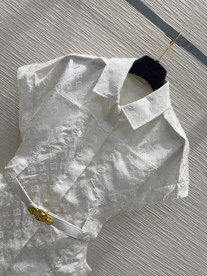 LV 25S Classic Stylish Dress White Polyester