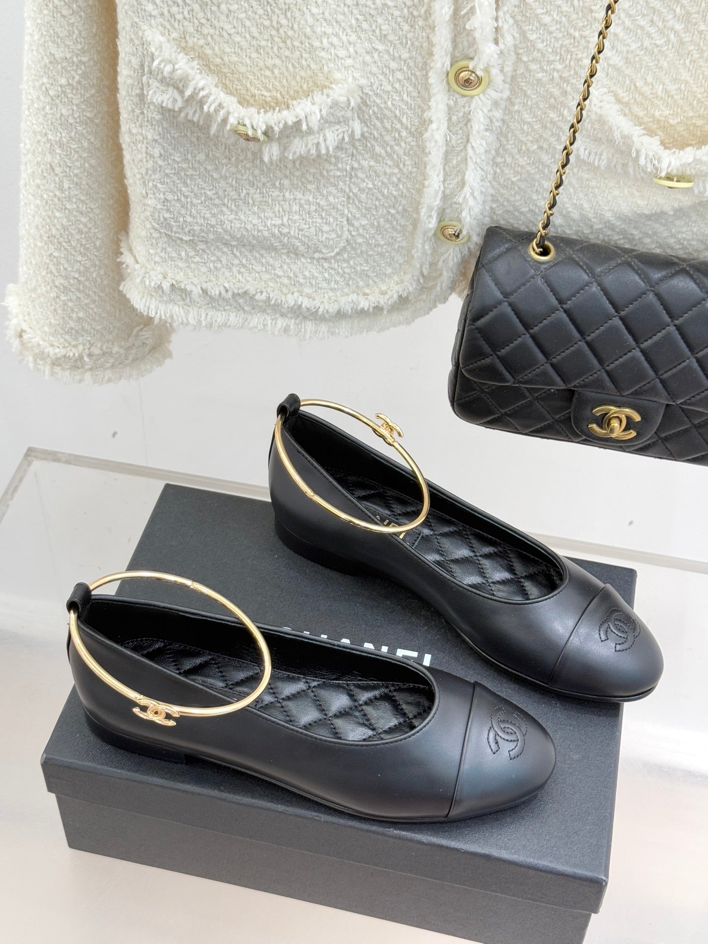 CC 26C Ribbon Double C Camellia Mary Jane Black Lambskin